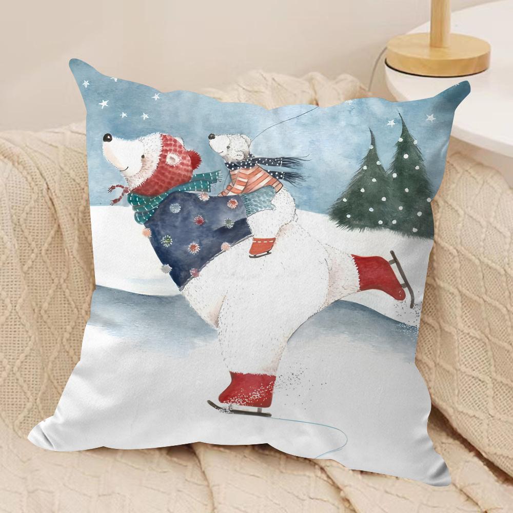 Kids Snowflakes Funny Art Cushion Cover Silky Short Plush Invisible Zipper Dustproof Sofa Pillow Case For Home Decor