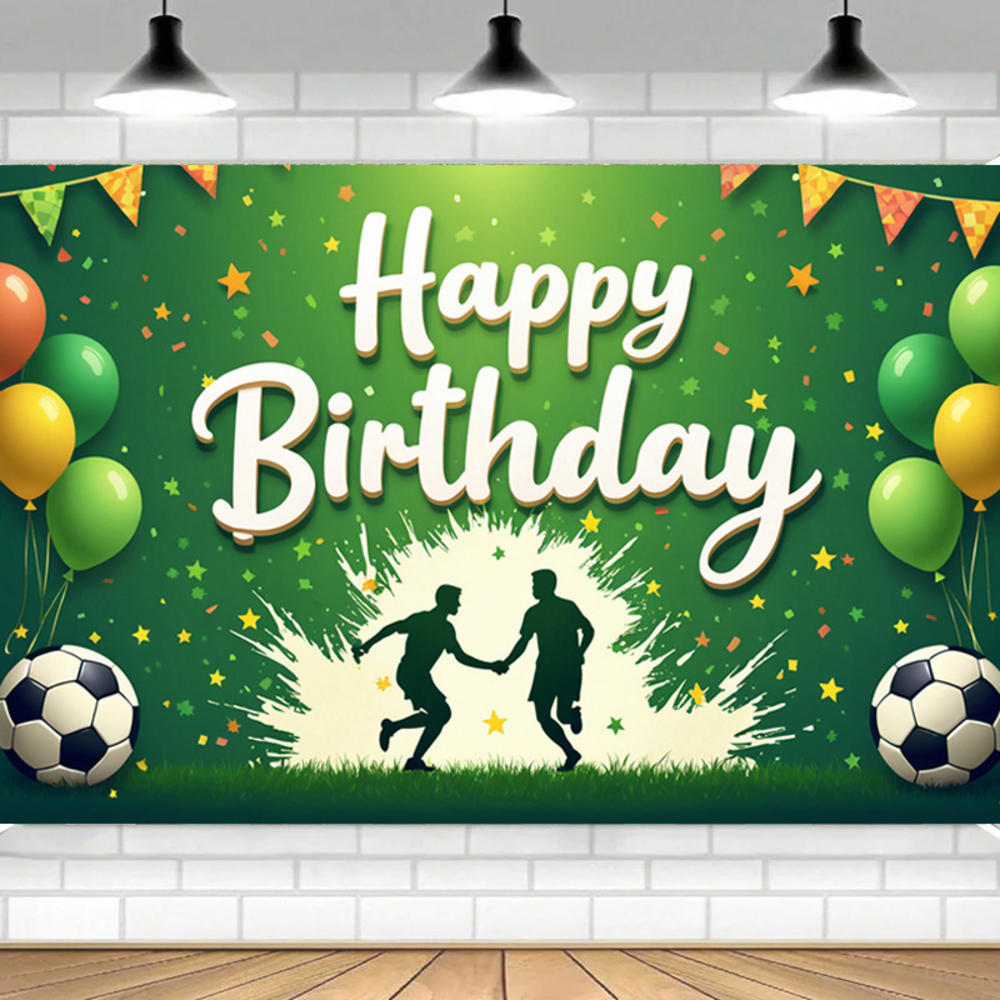 10th/7th/9th Birthday Banner with Soccer Ball, Party Supply, Decorations, Backdrop for Birthday Party Decorations, Photography Accessories.
