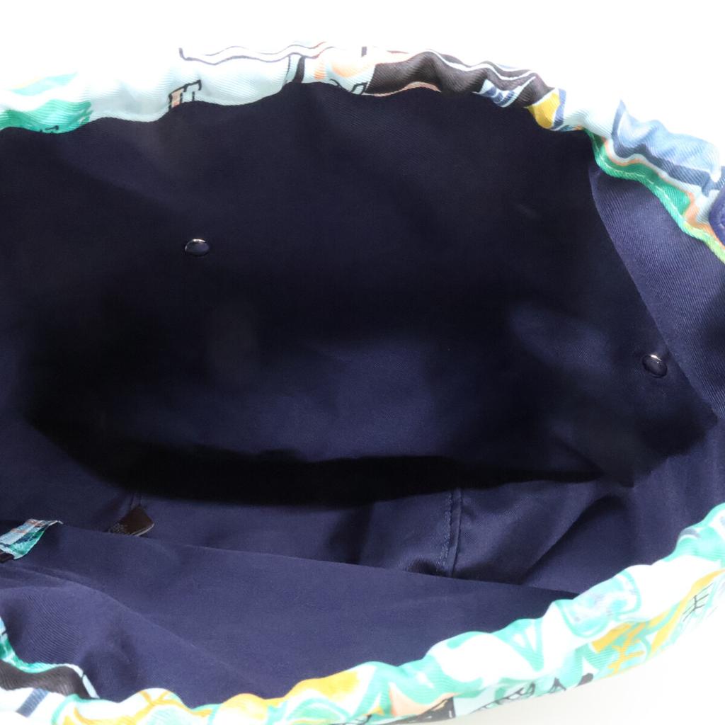 HERMES X-stamped Modernism Tropical Musardine Pouch Silk Drawstring Bag Pouch blueUsed