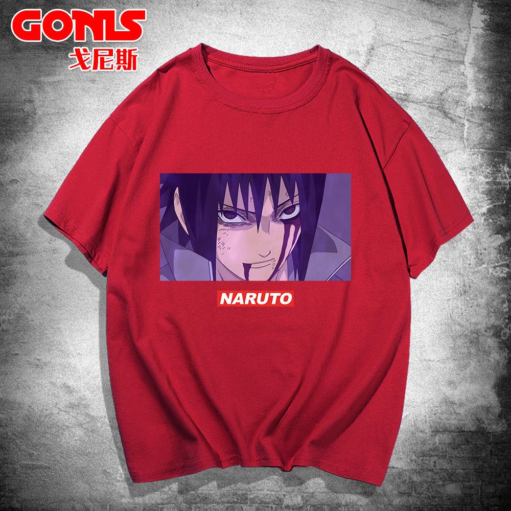 Naruto Short-sleeved T-shirt Men's Japanese Animation Joint Trendy Brand Trend Loose Cotton Top Teen Half-sleeved