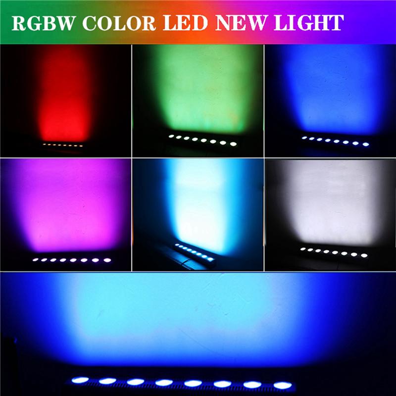 ABUO-2X 8 LED RGBW 4IN1 DMX Wall Wash Lamp DJ Disco Party Par Stage Light Effect For Dance Bar Holiday Decorate(EU Plug)
