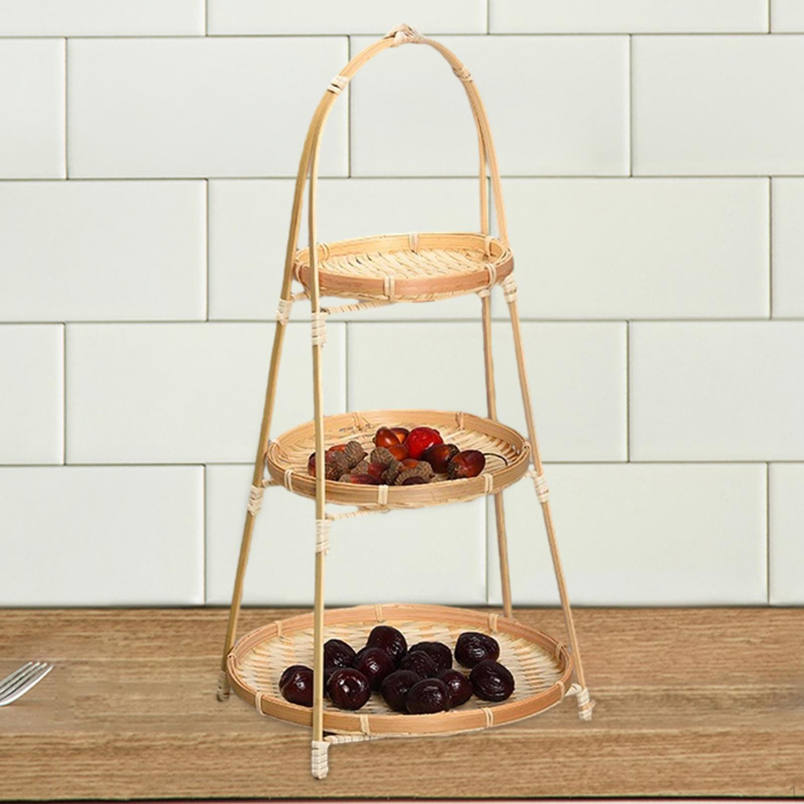 

Бамбуковая корзина с фруктами, стоячие подносы, декоративный держатель для сервировки еды для 3 layer