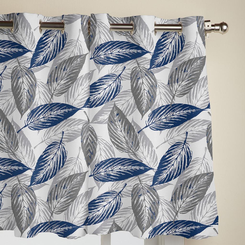 Niebiesko-szara tekstura liści Nowoczesne zasłony okienne do salonu sypialni zasłona obróbka kuchni rolety draperie