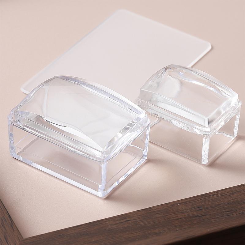 Transparent Nail Seal With Scraper Erasable French Nails Stamp Template Printing Tool Nail Polish Stamping Manicure Tool