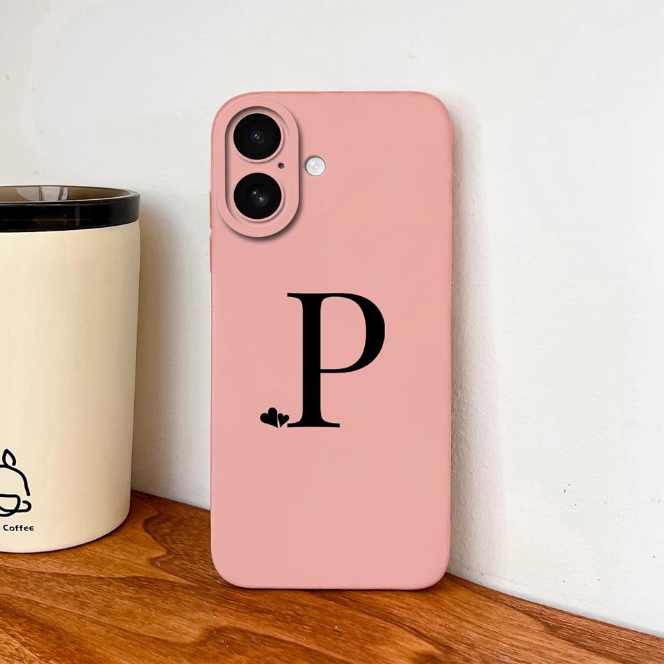 Simple Case For iPhone 17 Pro Max / iPhone Air Heart Letters Phone Cover For iPhone17 Camera Protection Anti Drop Soft Funda