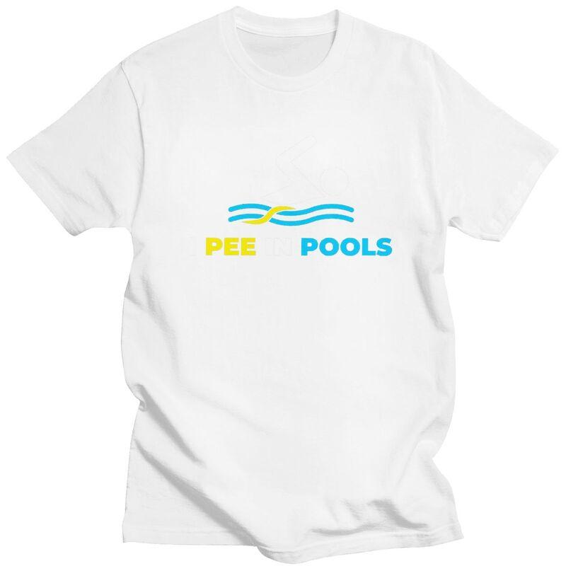Individuelles Mode Lustiges Schwimmen Ich Pisse in Pools T-Shirt Herren Kurzarm-T-Shirts Streetwear Tee 100% Baumwolle Übergroßes T-Shirt Geschenk