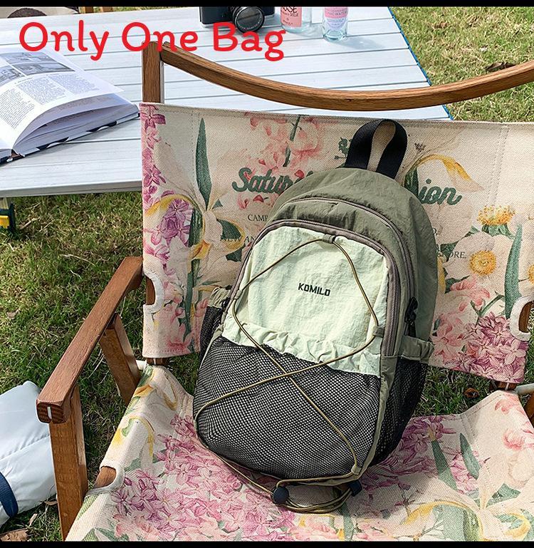 Casual Travel Nylon Drawstring Backpack With Color Block Splicing For Womens Hiking And Day Trips