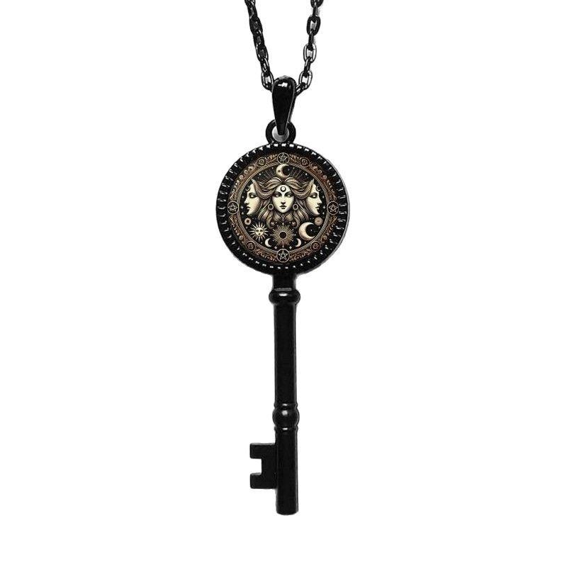 Geometric Moon Star Pendant Necklace With Electroplated Finish For Ladies