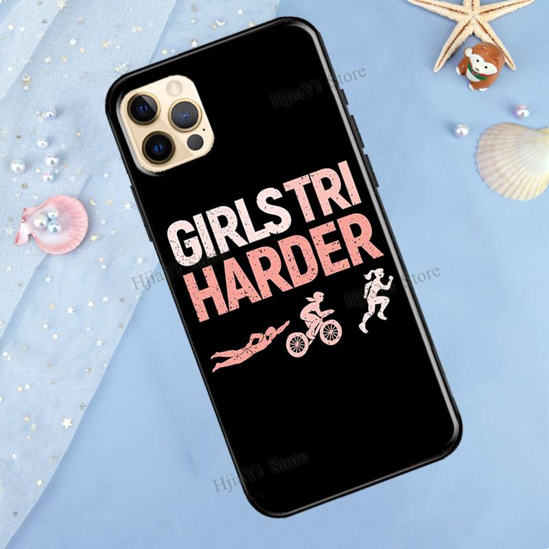 Swim Bike Run Triathlon Case For iPhone 13 Pro Max 12 Mini X XR XS Max SE 2020 8 7 Plus 11 Pro Max Phone Cover
