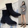 2026 Autumn and Winter New Short Boots Women's British Style Square Head Fashion Suede Thick Heel Martin Boots Velvet Fashion Boots
