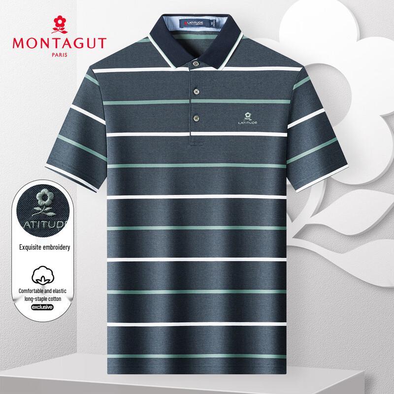 MONTAGUT Men s Comfort Stretch Cotton Colorblock Polo Shirt JG 54
