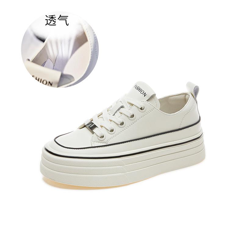 Leather little white shoes women's 2025 spring new shoes women's casual flats platform versatile women's shoes fashion board shoes