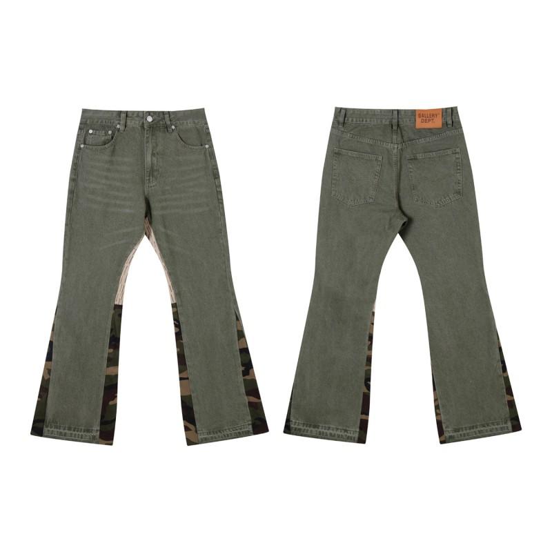 Mens High Street Graffiti Jeans Vintage Washed Slightly Flared Long Pants