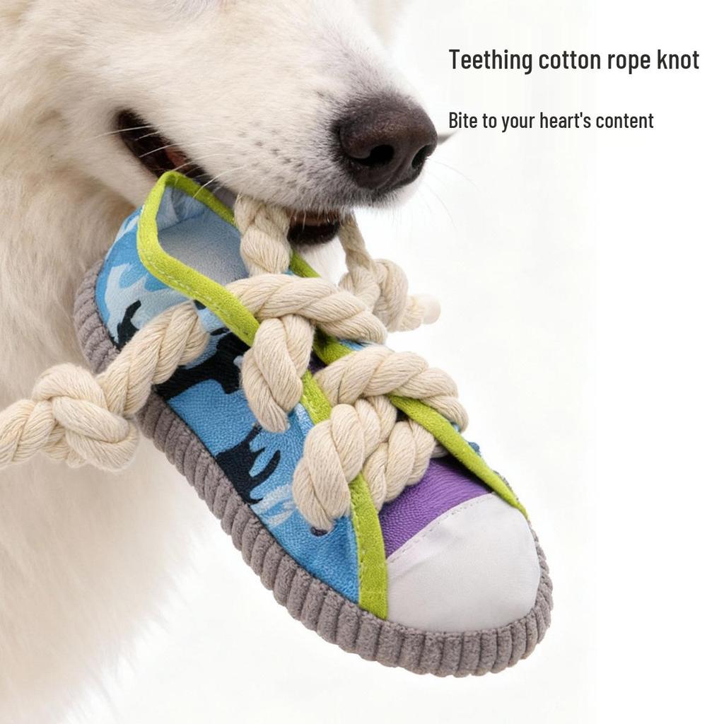 Bite-Resistant Squeaky Dog Toys - Canvas Slipper Teething Aid & Decompression Accessory