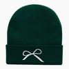 Bow Embroidered Flower Knitted Hat Versatile Wool Hat Outdoor Riding Pullover Hat