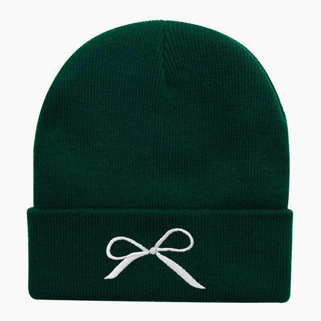 Bow Embroidered Flower Knitted Hat Versatile Wool Hat Outdoor Riding Pullover Hat