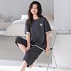 Pajamas Women's 1011 New Spring and Summer Thin Short-sleeved Large-size Cropped Pants Loungewear Modal Suit