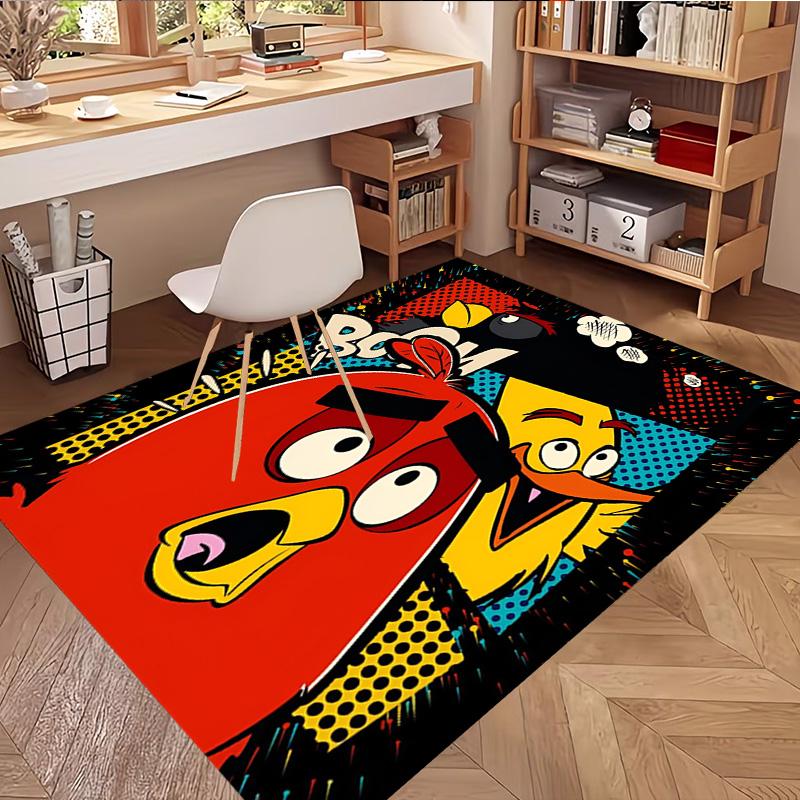 Angry Birds Print Rug, Washable Floor Carpet, For Entryway Dorm Laundry Room Office Study, Home Decor Birthday Christmas Gift