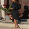 Elegante Abito Camicia da Donna con Bottoni, Manica Lunga, Vestibilità Larga, Maxi Abito da Tè Oversize