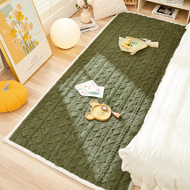 

Cream Fengshu Cotton Velvet Bedside Blanket Winter Thickened Plush Carpet Bedroom Non-Slip Blanket Tatami Floor Mat 45x45 pillow cover