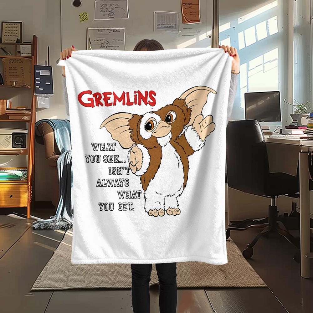 1PC Gremlins Print Flannel Blanket, High quality All Seasons, Home Decor, Warmth and Comfort, Perfect for Christmas Gifts