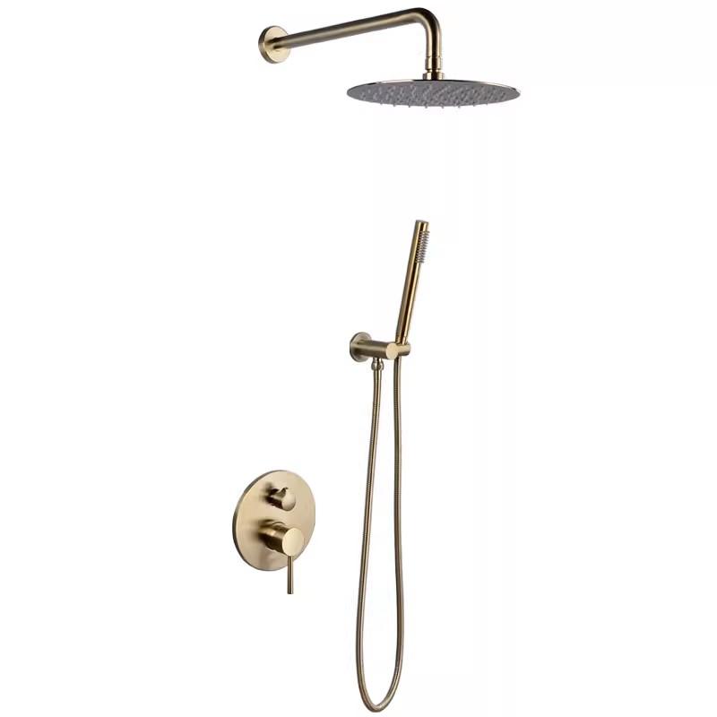 Brushed Gold  Bathroom Shower Faucet In Wall Bath and Shower Faucet Set Black Bathroom Shower Mixer Bath and Rainfall Shower