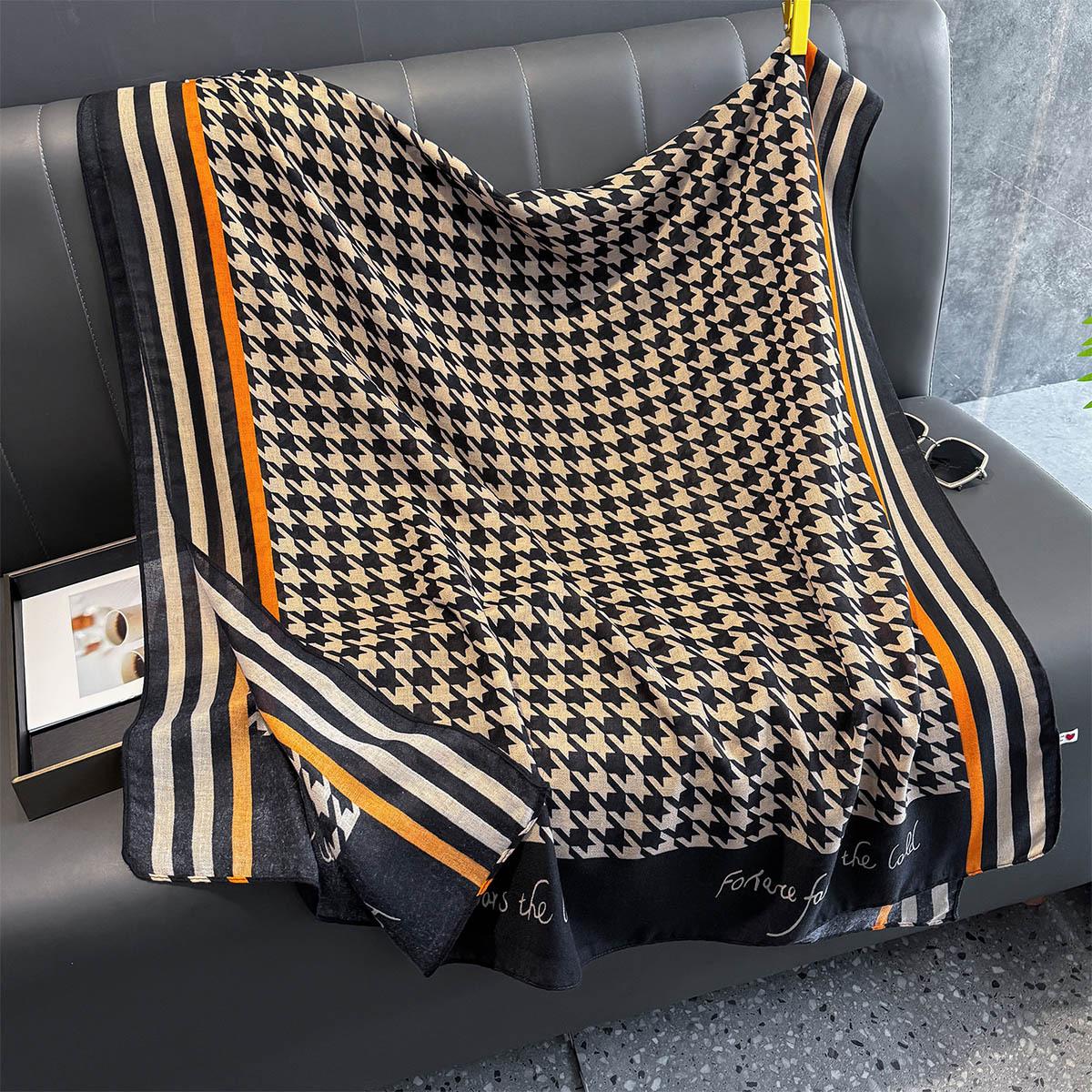 New Fashion Luxury Houndstooth Print Scarf For Women Shawl Wrap Spring Scarf Pashmina Foulard Hijab Stole Scarves Bufandas Stole 88x182cm