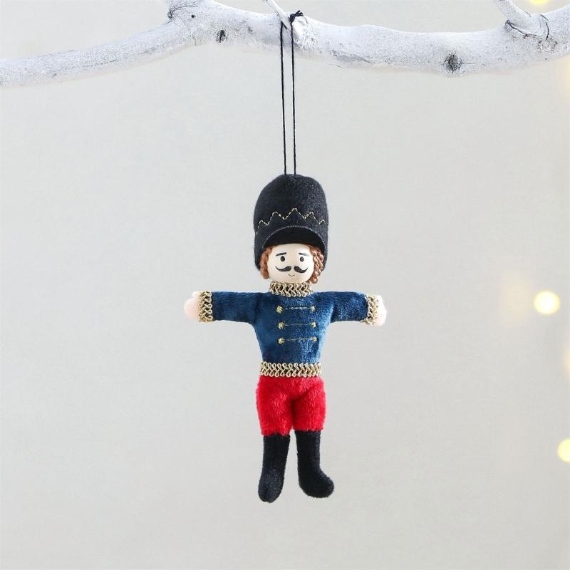 Classical Fabric Nut Cracker Soldier Figures Christmas Tree Hanging Ornaments Holiday Home Decoration