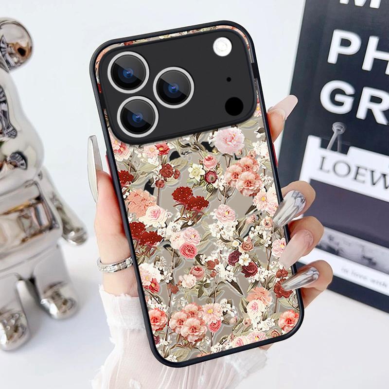 Flowers Leaves Pattern Magnetic Phone Case For iPhone 17 15 16 Pro Max 14 13 Pro 17 For Magsafe Wireless Charge Soft Edge Cover