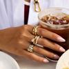 Zora Designer Minimalist 18K Gold-plated Stainless Steel Round Ring With Rhinestones Waterproof Trendy Women's Daily Jewelry