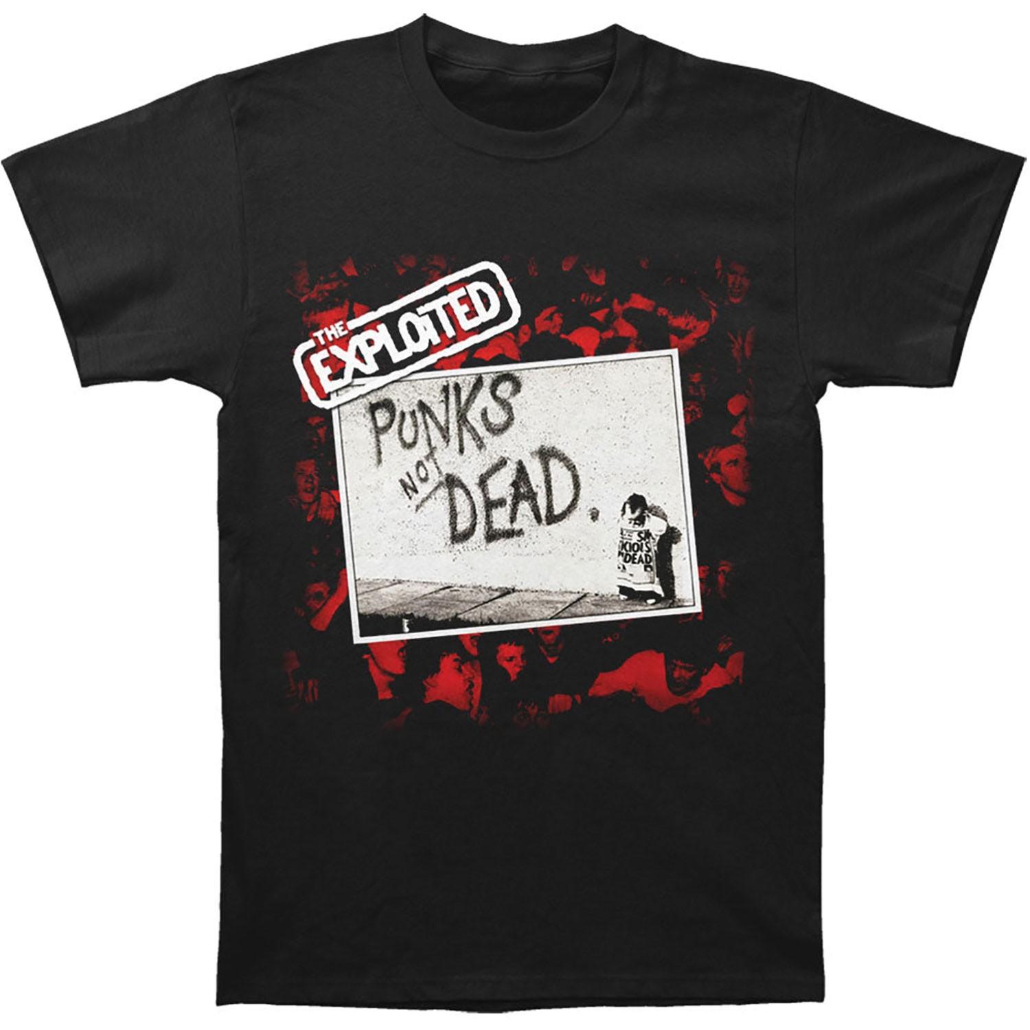 Men s Exploited Punk s Not Dead T-shirt Small Black 3XL