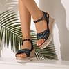 Fashion 2025 Summer Womens Shoes Leopard Print Wedges Sandals Women Plus Size Ankle Buckle Platform Sandles Woman Light Chunky Sandalias