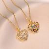 Female Crystal White Rainbow Zircon Stone Heart Pendant Necklace Vintage Gold Color Wedding Jewelry For Women