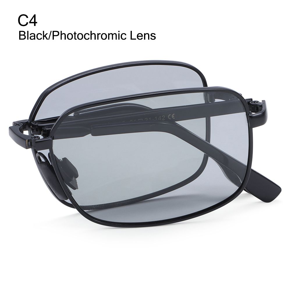 Portable Folding Sunglasses For Men Women Fashion Square Metal Frame Sunglasses Night Vision Eyewear Driving Glasses