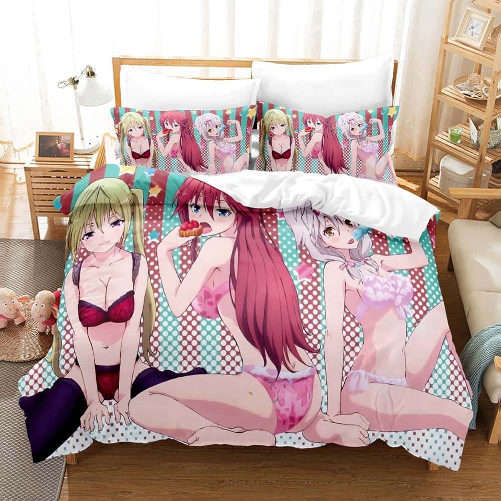 Kawaii Anime Lilith Asami Trinity Seven Bedding Set Single Twin Full Queen King Size Bed Set Adult Kid Bedroom Duvet Cover Sets