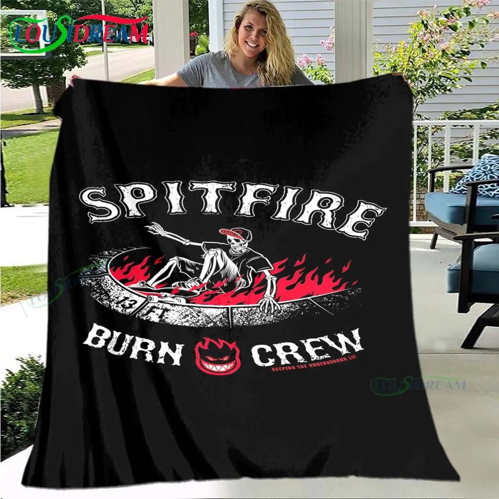 Fashion S-Spitfire Logo Pattern Blanket Flannel Thin Blanket Portable Home Travel Office Lunch Break Blanket Birthday Gift