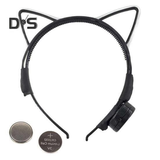 

Светодиодный обруч для волос с кошачьими ушками, пластиковая повязка на голову с противоскользящим дизайном, повязка для волос для мужчин и женщин, бар, ночной клуб, аксессуар для волос красный