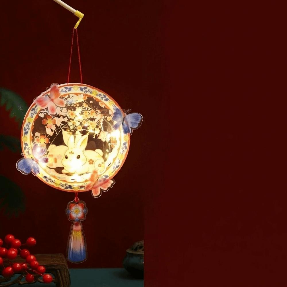 LED Glowing Handheld Rabbit  Lantern DIY Craft Kit Light-Up Bunny Lantern  Home Decor Style B