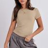 Women'S Tees Short Sleeve Sexy Slim-Fit Top Cute Shaping Tight Soild Color Crop-Top Stylish Tee Round Neck Shirt Breathable
