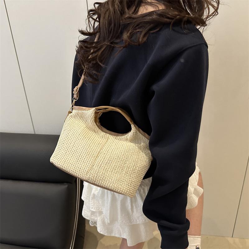New Ins Korean Woven Bag Women's Fashion Commuter Shoulder Messenger Bag Casual Vegetable Basket Handbag