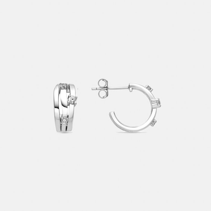 Boucles d'oreilles Luxenter en argent 925 et zirconium brillant plaqué finition en rhodié - Duvid