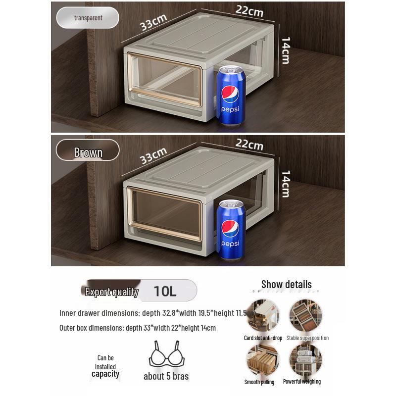 Transparent Plastic Drawer Storage Box – Large Capacity Clothing Organizer