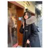 Winter horn buckle thickened long down cotton-padded clothes for women's winter long over the knee super thick loose cotton-padded jacket