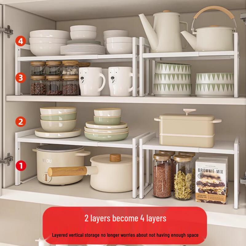 Yingbaike Extendable 2-Tier White Storage Shelf