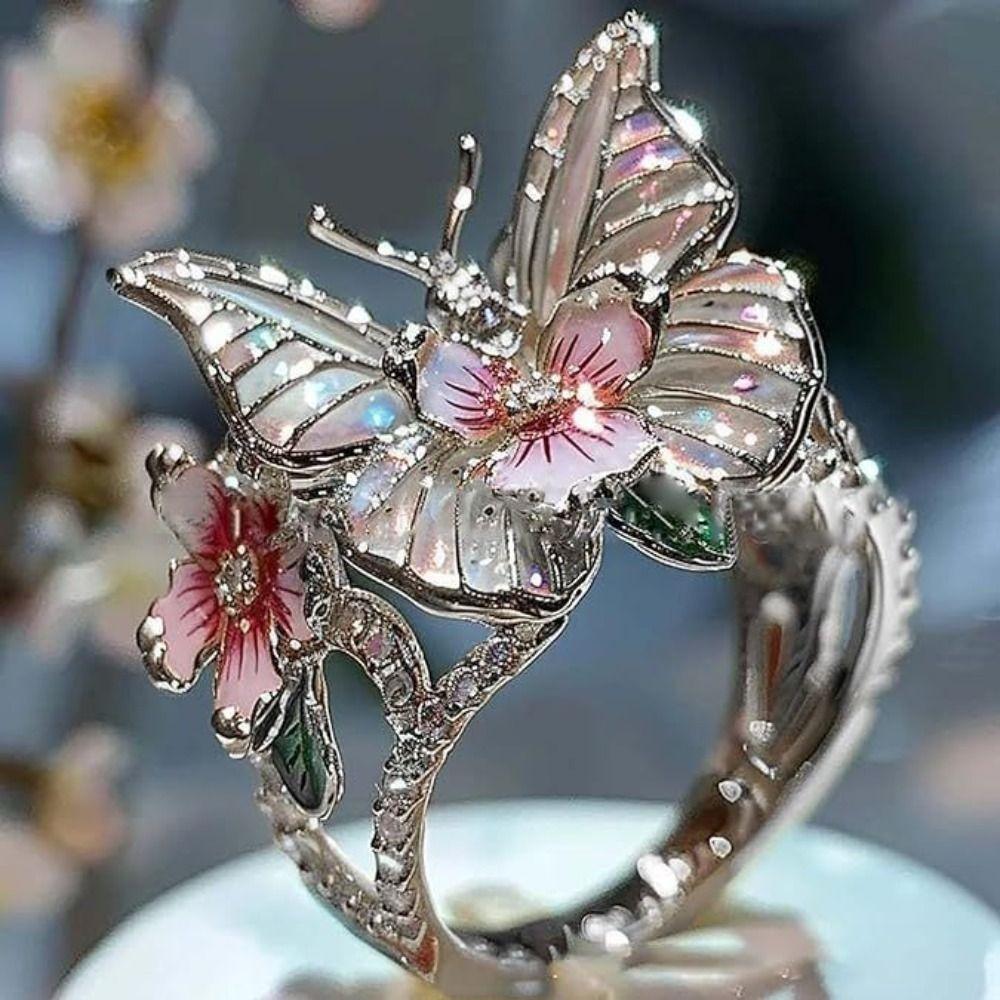 Crafts Vintage Rings Jewelry Accessories Finger Decorations Fashion Butterfly Ring