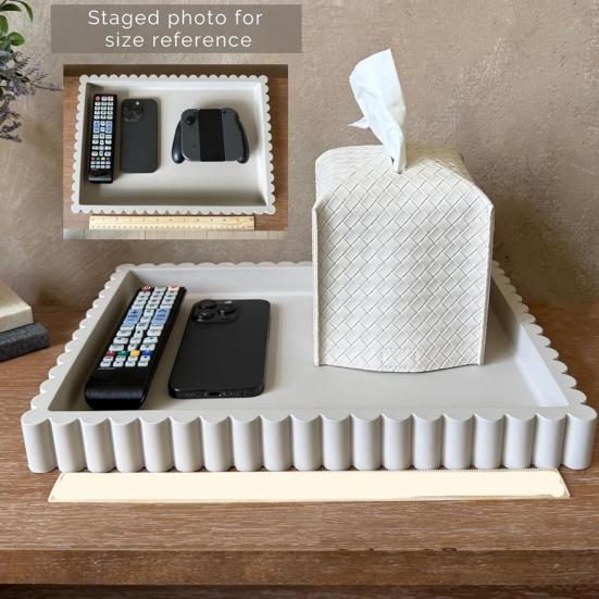 Round Rectangle Decorative Tray Multi-purpose Jewelry Trinket Holder Organizer Storage Serving Tray Living Room Kitchen Counter Coffee Centerpiece