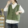 Vintage Retro Women Vest New V Neck Solid Color Versatile Single Breasted Knitwear Spring Autumn Fashion Outerwear