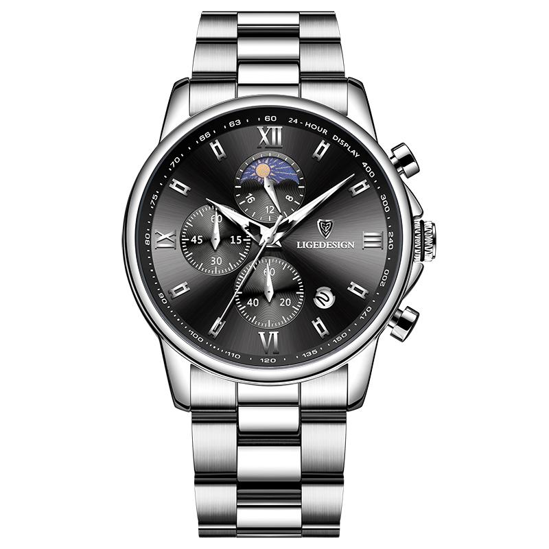New Business Men Watch Fashion Sports Chronograph Military Watches For Men Stainless Steel Waterproof Quartz Wristwatch