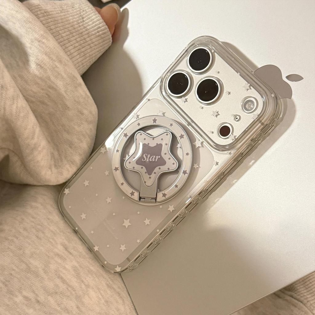 Creative White Star Magnetic Phone Case for iPhone 16, iPhone 17, and iPhone 17 Pro Max