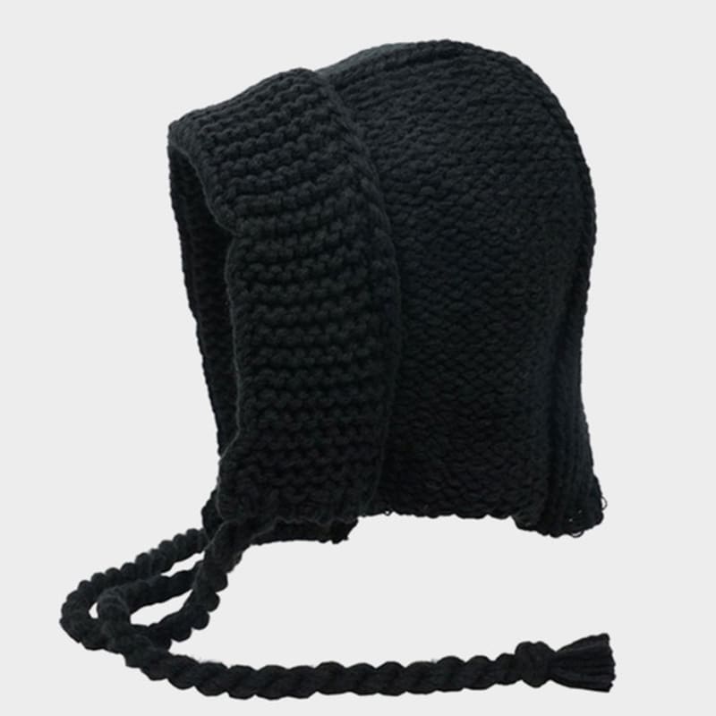 

LOOKING4U Шапка-боннет с капюшоном из витой вязки в черном цвете BLACK